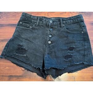 Forever 21 high rise black denim jean shorts size 26- RUNS LARGE